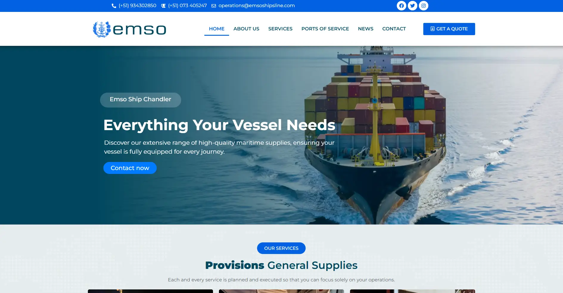 Página web para Proveedor marítimo