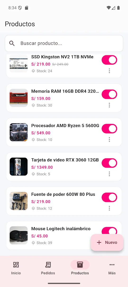 Captura de la app TiendaYa